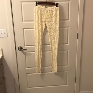 Cream lace leggings